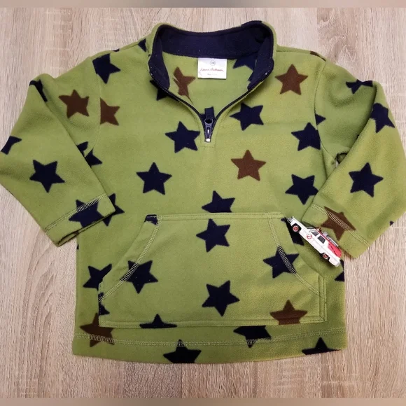 2010 vguc Hanna Andersson 100 4T green-zip star fleece WARM with YKK zipper - Picture 1 of 8